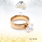 Anillo Acero Solitario Repuje/Circon Dorado Blanco Talla:  8 - 86166480