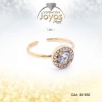 Anillo Acero Circulo Ajustable/Circon Dorado Blanco Talla:  7 - 86168570
