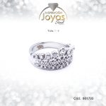 Anillo Acero Corona Circon Plateado Blanco Talla:  8 - 86170080