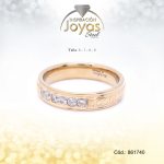 Anillo - Acero - Forma De Cintillo - Dorado - Repuje/Circon Blanco T: 6 - 86174060