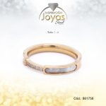 Anillo - Acero - Forma De Cintillo - Dorado - Nacar/Circon Blanco T: 7 - 86175670