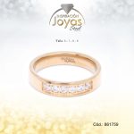 Anillo - Acero - Forma De Cintillo - Dorado - Circon Blanco T: 9 - 86175990