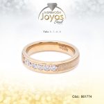 Anillo - Acero - Forma De Cintillo - Dorado - Escarchado/Circon Blanco T: 9 - 86177490