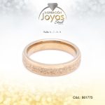 Anillo - Acero - Forma De Aro De Matrimonio - Dorado - Escarchado/Repuje  T: 9 - 86177590