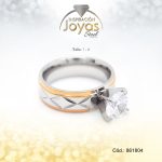 Anillo Acero Solitario 2 Tonos Repuje Rectangulo T: 8 - 86180480