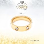 Anillo - Acero - Aro   - Dorado - Circon Blanco T: 8 - 86182980