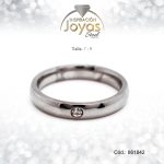 Anillo - Acero - Aro De Matrimonio - Plateado - Circon Blanco T: 7 - 86184270