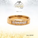 Anillo - Acero - Cintillo - Dorado - Repuje/Circon  Blanco T: 8 - 86189780