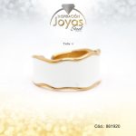 Anillo - Acero - Grueso - Dorado - Esmalte - Blanco T: 6 - 86192060