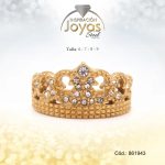 Anillo - Acero - Corona - Dorado - Circon Blanco T: 6 - 86194360