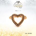 Anillo - Acero - Dorado - Corazon - Circon Blanco -  T: 9 - 86196390
