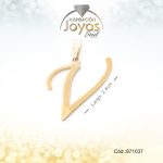 Dije - Acero - Letra V - Grande - Dorado - Liso   D: 2Cm - 871037